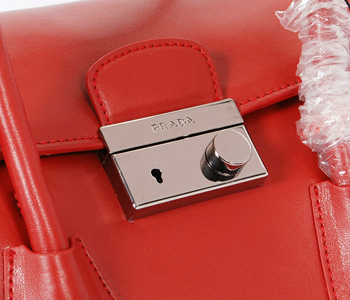 2014 Prada original leather tote bag BN2619 red